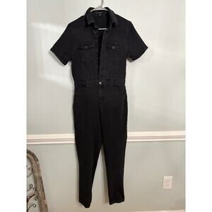 Haute Monde Black Denim Short Sleeve Jumpsuit – Women’s Large
